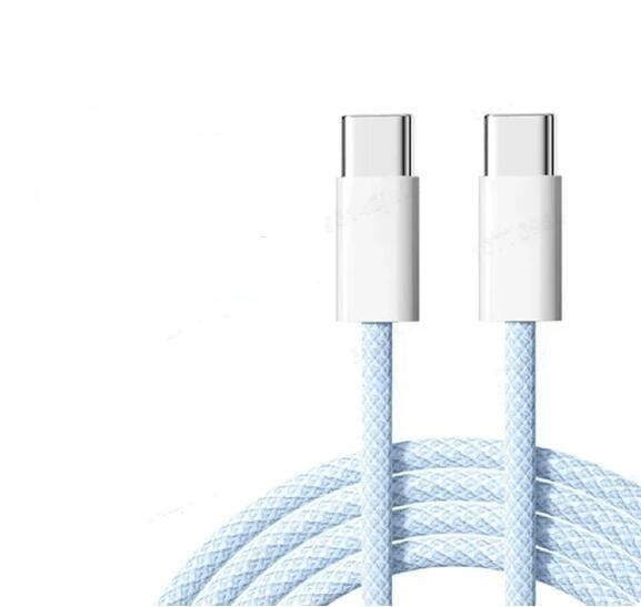 NÖRDIC 0,5m USB 2.0 USB-C till C kabel 2,4A 480Mbps 60W för iPhone 15/15 Pro/15 Plus/15 Pro Max blå