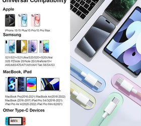 0,5m USB 2.0 USB-C till C kabel 2,4A 480Mbps 60W för iPhone 15/15 Pro/15 Plus/15 Pro Max vit