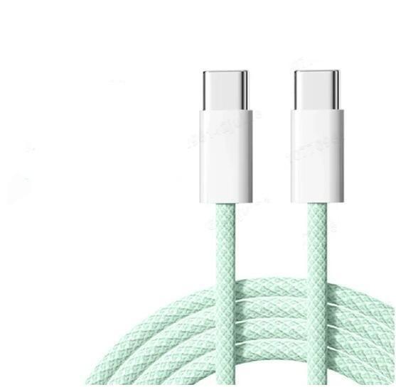 1m USB 2.0 USB-C till C kabel 2,4A 480Mbps 60W för iPhone 15/15 Pro/15 Plus/15 Pro Max grön