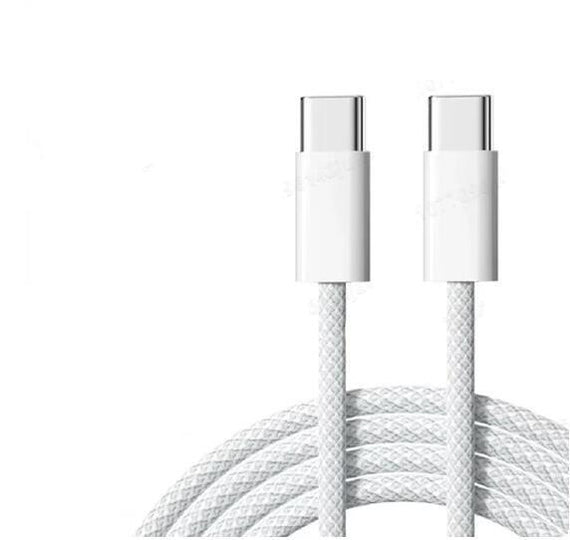 1m USB 2.0 USB-C till C kabel 2,4A 480Mbps 60W för iPhone 15/15 Pro/15 Plus/15 Pro Max vit