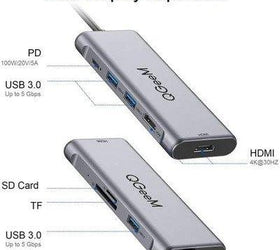 NÖRDIC 1 till 8 USB-C Dockningsstation 2xHDMI 4K30Hz 3xUSB-A 3.1 1xUSB-C PD100W 1xSD 1xMicroSD