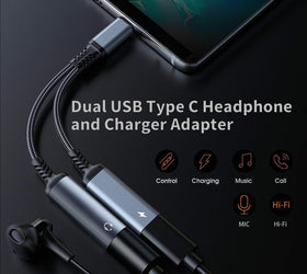 NÖRDIC 2 in 1 USB C till 3.5mm hörlursadapter med 60W laddning