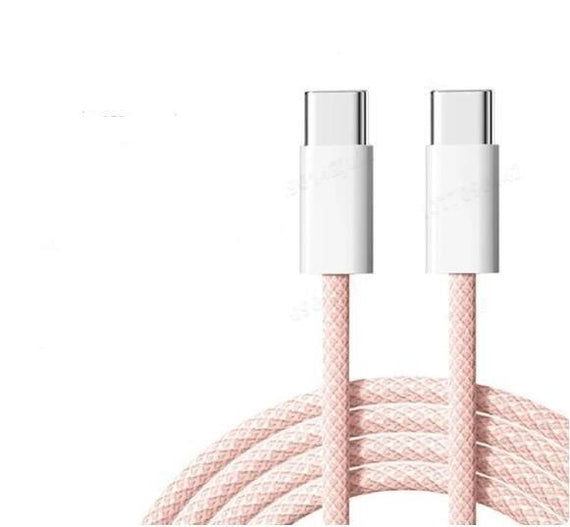 2m USB 2.0 USB-C till C kabel 2,4A 480Mbps 60W för iPhone 15/15 Pro/15 Plus/15 Pro Max rosa