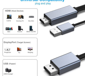NÖRDIC HDMI to Displayport adapter 1,5m 4K60Hz 18Gbps