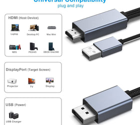 NÖRDIC HDMI to Displayport adapter 3m 4K60Hz 18Gbps