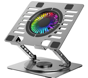 NÖRDIC Laptop stand with RGB fan and 2 ports USB HUB rotating base