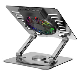 NÖRDIC Laptop stand with RGB fan and 2 ports USB HUB rotating base