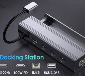 NÖRDIC Steam Deck dockningsstation 1 till 6 - 1xHDMI4K60Hz, 1xUSB-C PD100W, 3xUSB-A 3.1 5Gbps, 1xRJ45 GigaLAN