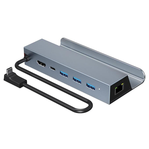 USB-C 1 till 6 Dockningsstation för Steam Deck, HDMI 2.0 4k60Hz, RJ45, USB-A 3.0 5 Gbps, 100W USB-C PD
