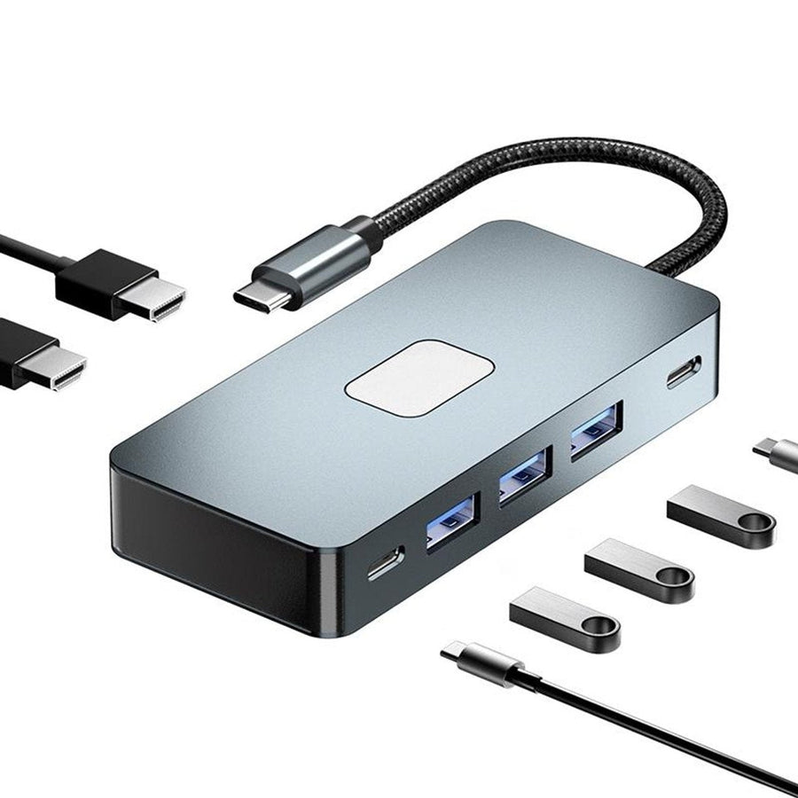 NÖRDIC USB-C 1 till 7 Dockningsstation 2xHDMI 4K30Hz, 3xUSB-A 3.0 5Gbps, 1xUSB-C 2.0 1xUSB-C PD100W