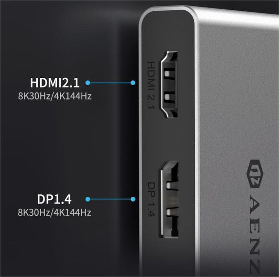 USB-C 1 to 4 Docking station 1xDP8K30Hz 1xHDMI8K30Hz 1xUSB-C PD 100W 1xUSB-A 2.0