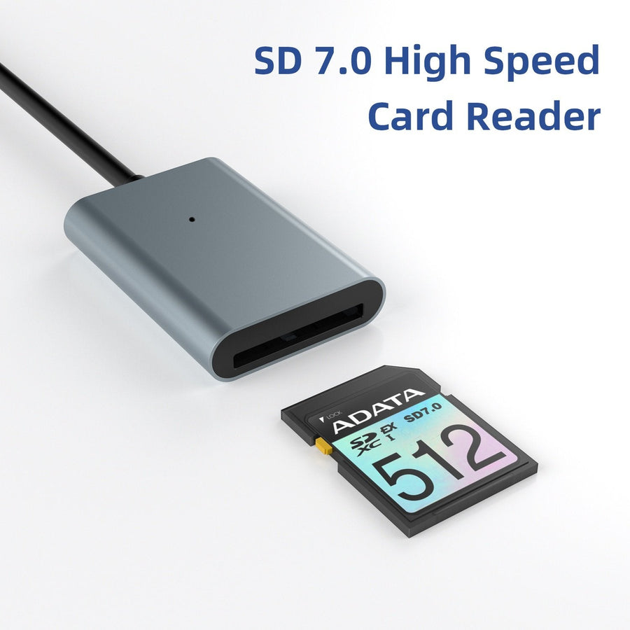 NÖRDIC USB-C Kortläsare SD Express 7.1 NVMe PCIe 3.1x1 985Mbps, USB 3.2 Gen 2 10Gbps