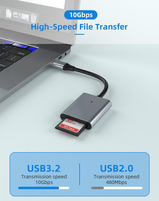 USB-C Kortläsare SD Express 7.1 NVMe PCIe 3.1x1 985Mbps, USB 3.2 Gen 2 10Gbps