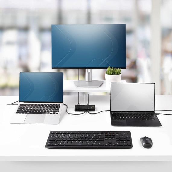 Dockningsstation och KVM-switch 2 till 1 USB-C till HDMI, 4K60Hz, 2x USB-A, 2x USB-C PD 100W