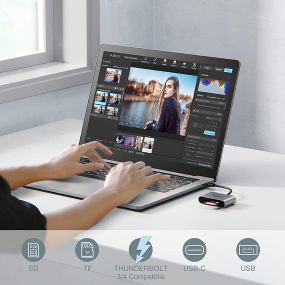 USB-C kortläsare 1xSD 1xMicroSD 1xUSB3.1 5Gbps