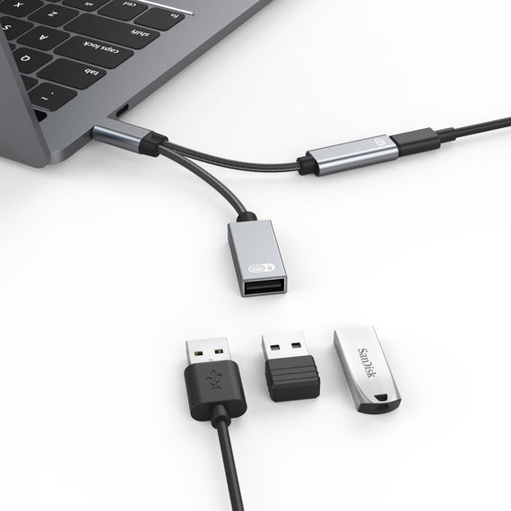 USB-C hub 2 portar 1x USB-A 2.0 1x USB-C PD 3.0 60W