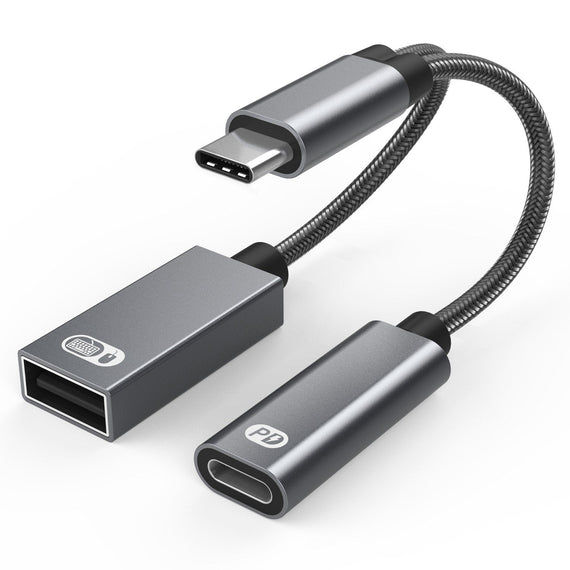 USB-C hub 2 portar 1x USB-A 2.0 1x USB-C PD 3.0 60W