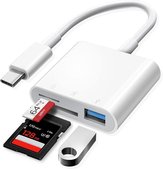 USB-C kortläsare UHS-I SD/Micros SD USB-A 3.0