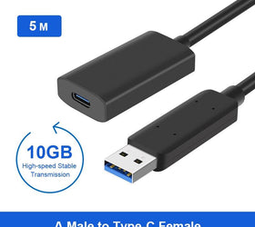 aktiv 5m USB 3.2 Gen 2 SuperSpeed 10Gbps Förlängningskabel USB-A hane till USB-C hona