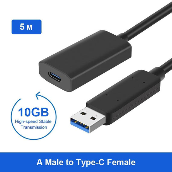 aktiv 5m USB 3.2 Gen 2 SuperSpeed 10Gbps Förlängningskabel USB-A hane till USB-C hona