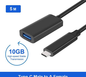 aktiv 5m USB 3.2 Gen 2 SuperSpeed 10Gbps Förlängningskabel USB-C hane till USB-A hona