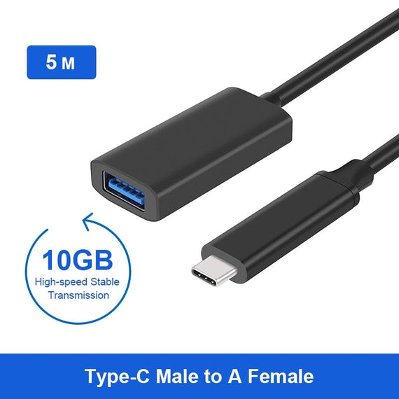 aktiv 5m USB 3.2 Gen 2 SuperSpeed 10Gbps Förlängningskabel USB-C hane till USB-A hona