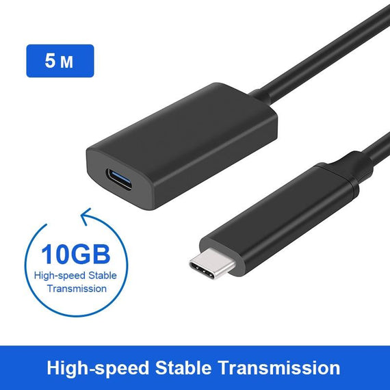 aktiv 5m USB-C 3.2 Gen 2 SuperSpeed 10Gbps Förlängningskabel hane till hona
