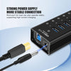 NÖRDIC powered 11-ports USB 3.0 HUB med individuell switch 5Gbps 1,2mm kabel aluminium svart med nätdel