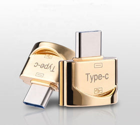 NÖRDIC USB-A 3.1 OTG hona till USB C hane adapter 5Gbps Aluminium guld synk och laddning OTG USB-C adapter