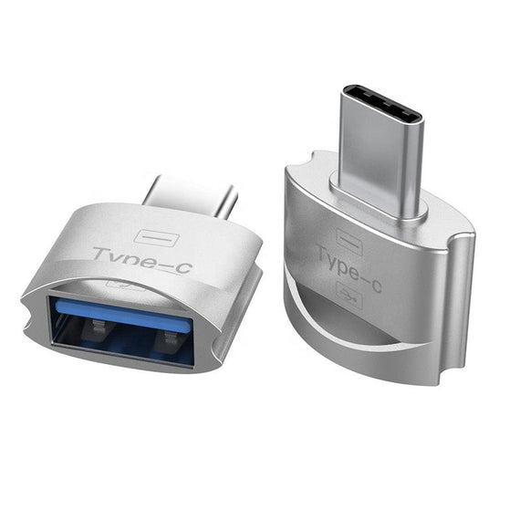 USB-A 3.1 OTG hona till USB C hane adapter 5Gbps Aluminium silver synk och laddning OTG USB-C adapter