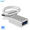 NÖRDIC USB3.2 Gen1 5Gbps USB-A OTG till USB-C adapter aluminium 50cm silver OTG till USB-C  Kabel