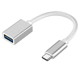 NÖRDIC USB3.2 Gen1 5Gbps USB-A OTG till USB-C adapter aluminium 50cm silver OTG till USB-C  Kabel