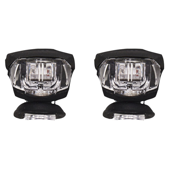 Ett par ljusstarka cykelljus, bak och fram, blinkande och fast ljus