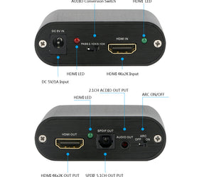 NÖRDIC HDMI Extractor HDMI till HDMI, Toslink och 3,5mm stereo med ARC, 4K 60Hz Dolby 3D