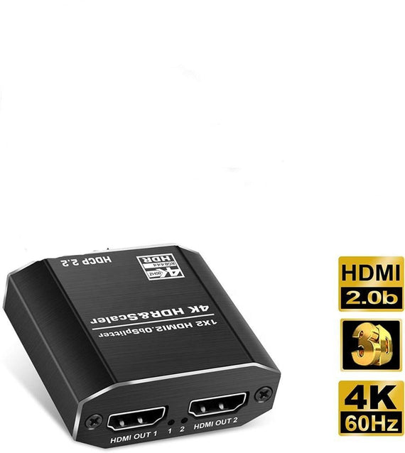 HDMI Splitter 1 till 2 4K 60Hz HDCP2.2 18Gbps HDMI kablar i bilder ingår ej