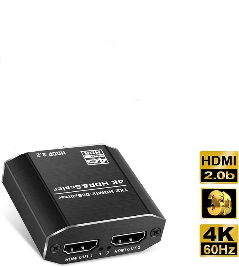 HDMI Splitter 1 till 2 4K 60Hz HDCP2.2 18Gbps HDMI kablar i bilder ingår ej