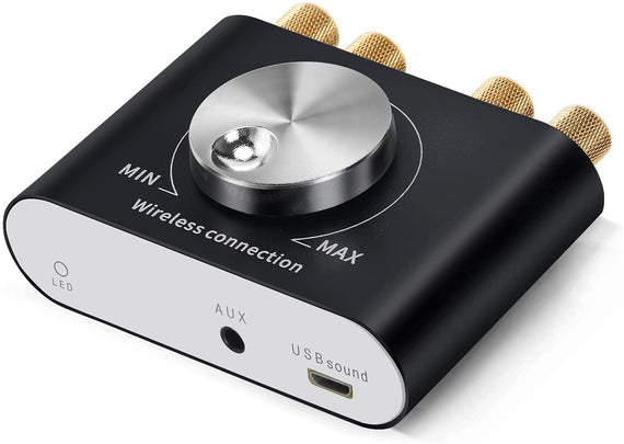 Bluetooth 5.0 Stereo amplifier digital Audio Class D förstärkare 2x50W AUX/USB/BT silver