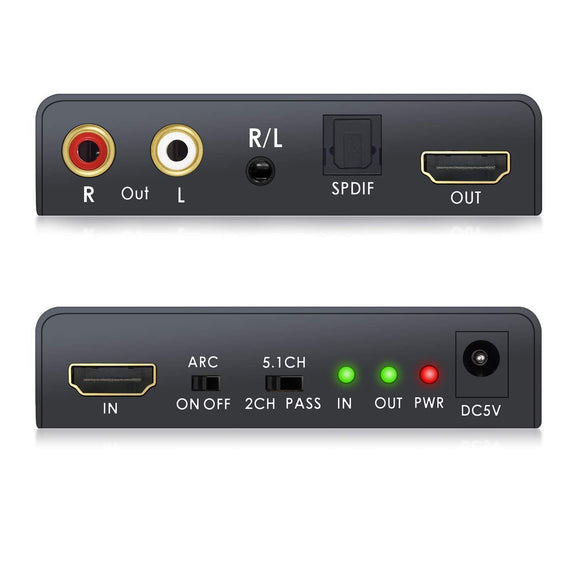 HDMI 2.0 ARC 4K 60Hz HDR Extractor YUV4:4:4 HDMI input till HDMI, SPDIF, R/L och AUX output ARC Konvertare