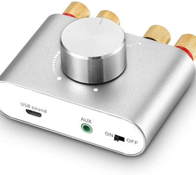 Bluetooth 5.0 Stereo amplifier digital Audio Class D förstärkare 2x50W AUX/USB/BT silver
