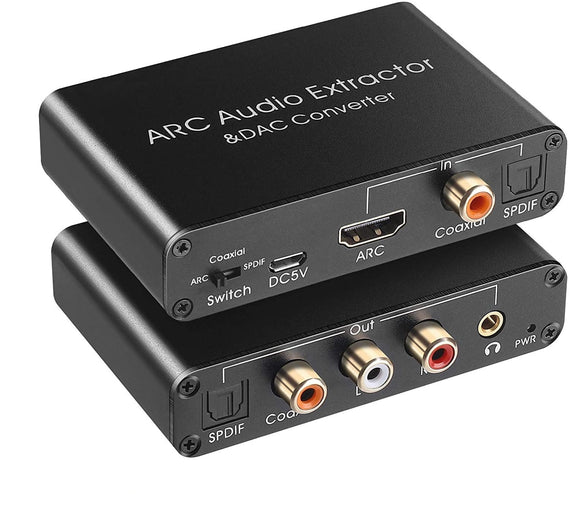 HDMI ARC audio extractor och digital till analog konvertare DAC omvandlare