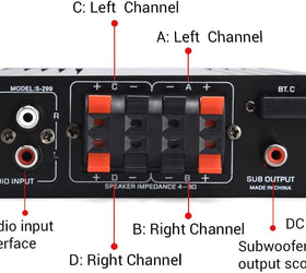 Bluetooth 5.0 stereo 4.1 amplifier 4X40W+50W RMS förstärkare 2 högtalare och subwoofer med USB och SD mediaspelare input