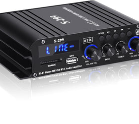 Bluetooth 5.0 stereo 4.1 amplifier 4X40W+50W RMS förstärkare 2 högtalare och subwoofer med USB och SD mediaspelare input