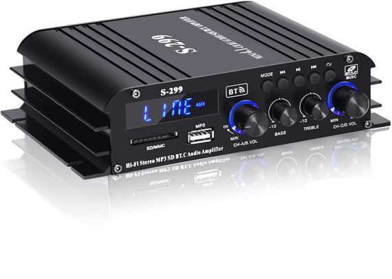 Bluetooth 5.0 stereo 4.1 amplifier 4X40W+50W RMS förstärkare 2 högtalare och subwoofer med USB och SD mediaspelare input