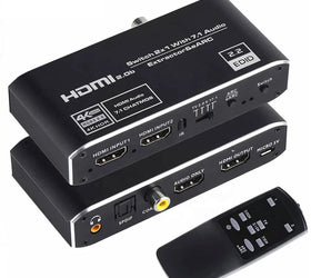 NÖRDIC 4K 60Hz HDMI switch 2 till 1 med audio extractor Toslink HDR HDCP2:3 ARC/eARC 7.1 audio