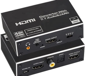 HDMI Extractor 4K60Hz HDMI till HDMI+Optisk Toslink+Coaxial+3.5mm Audio+7.1CH HDMI Stöd för eARC/ARC HDR Dolby ATMOS