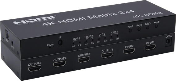 HDMI Switch 2 till 4 med Audio Extractor, 4Kx2K i 60Hz, HDCP 2.2
