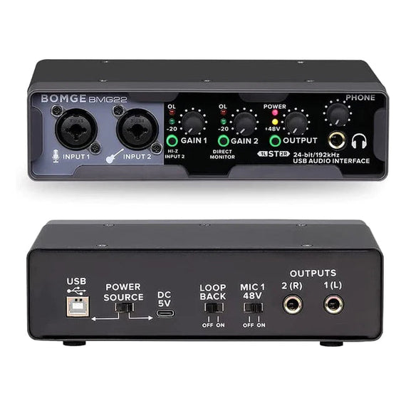 USB Audio Interface två input 24bit 192KHz med XLR/TRS