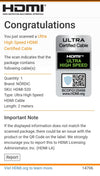 CERTIFIED CABLES 2m Ultra High Speed HDMI2.1 8K 60Hz 4K 120Hz 144Hz 48Gbps Dynamic HDR eARC Game Mode VRR Dolby ATMOS guldpläterad PVC vit