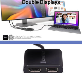 Sonnet USB-A och USB-C Dual 4K60Hz DP Displaylink Adapter for Laptop and M1/M2 Macs