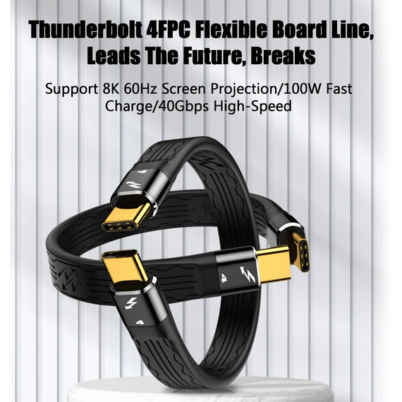 kort flatkabel Thunderbolt 4 14cm 40Gbps data 8K video PD 100W kompatibel med TB3 och USB4